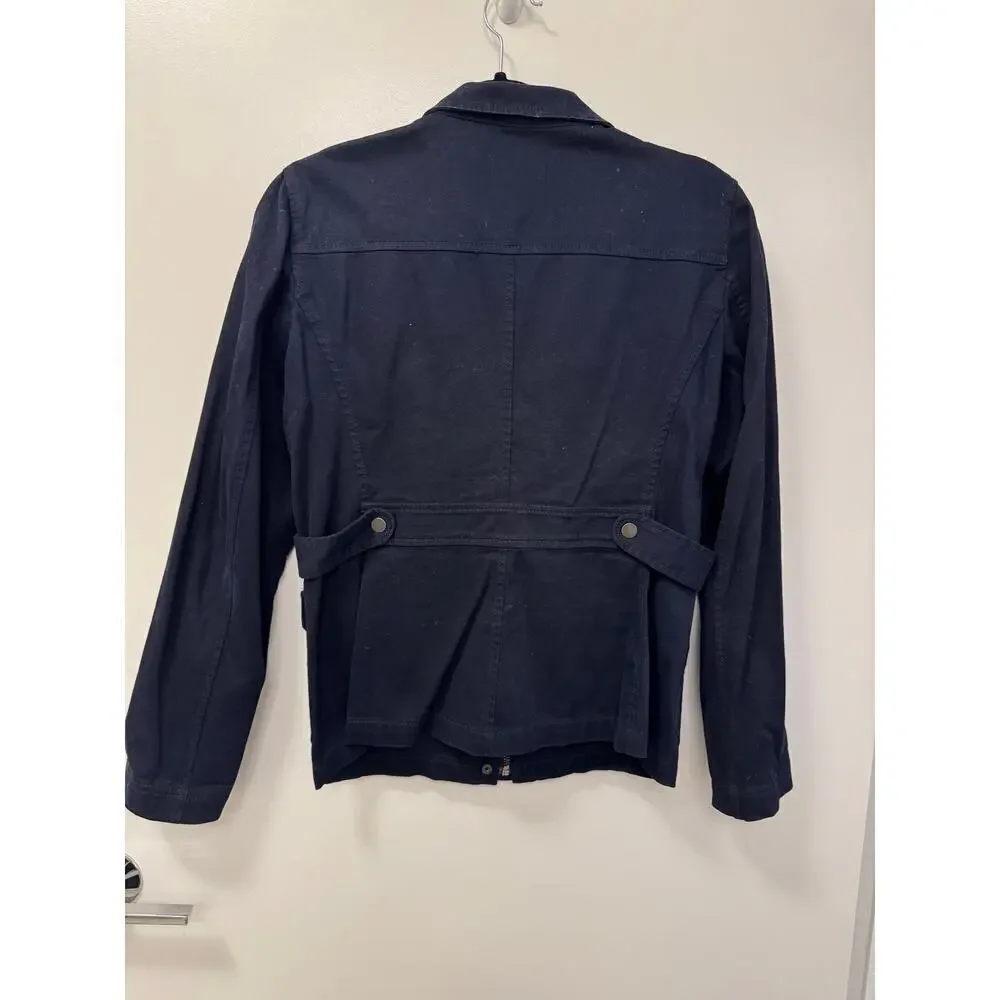 Ann Taylor LOFT Size Small Navy Safari Utility Style Cotton Preppy Casual Jacket